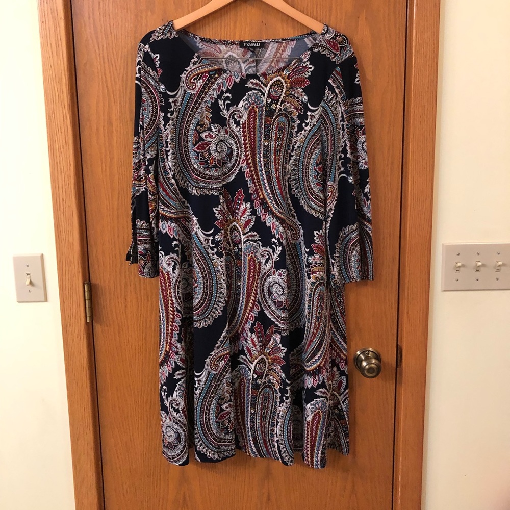 Roz & Ali Navy Paisley Print Swing Dress